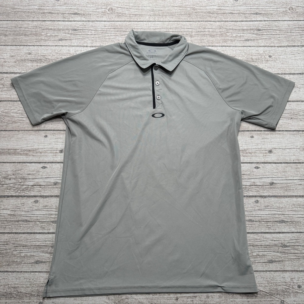 Oakley Polo Shirt Men's Large Gray Short Sleeve Regular Fit Athletic Sportswear